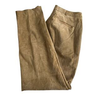 Vintage Yvonne Le‎ Marie Womens 8 Tan Suede High Rise Relaxed Straight Leg Pants